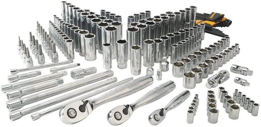 Mechanics Tool Set, SAE and Metric, 1/2, 1/4, 3/8 Drive Sizes, 192-Piece