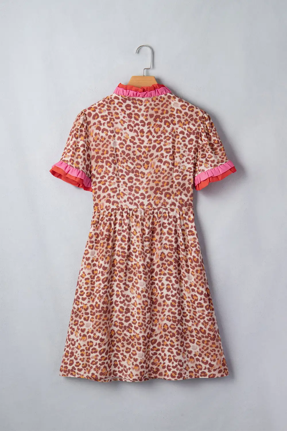 Animal Print Patchwork Ruffle Dress Casual