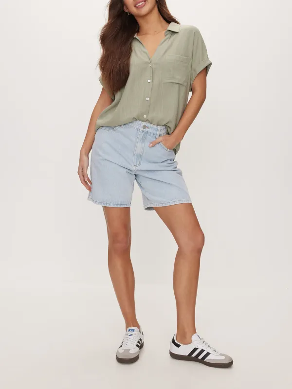 Button Front Slight Stretch Shirt