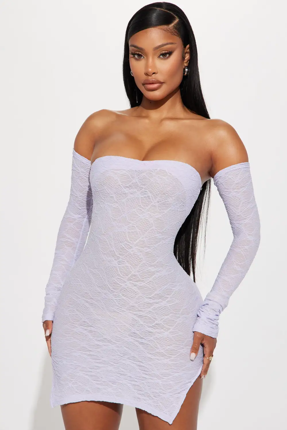 Delilah Textured Mini Dress - Lavender