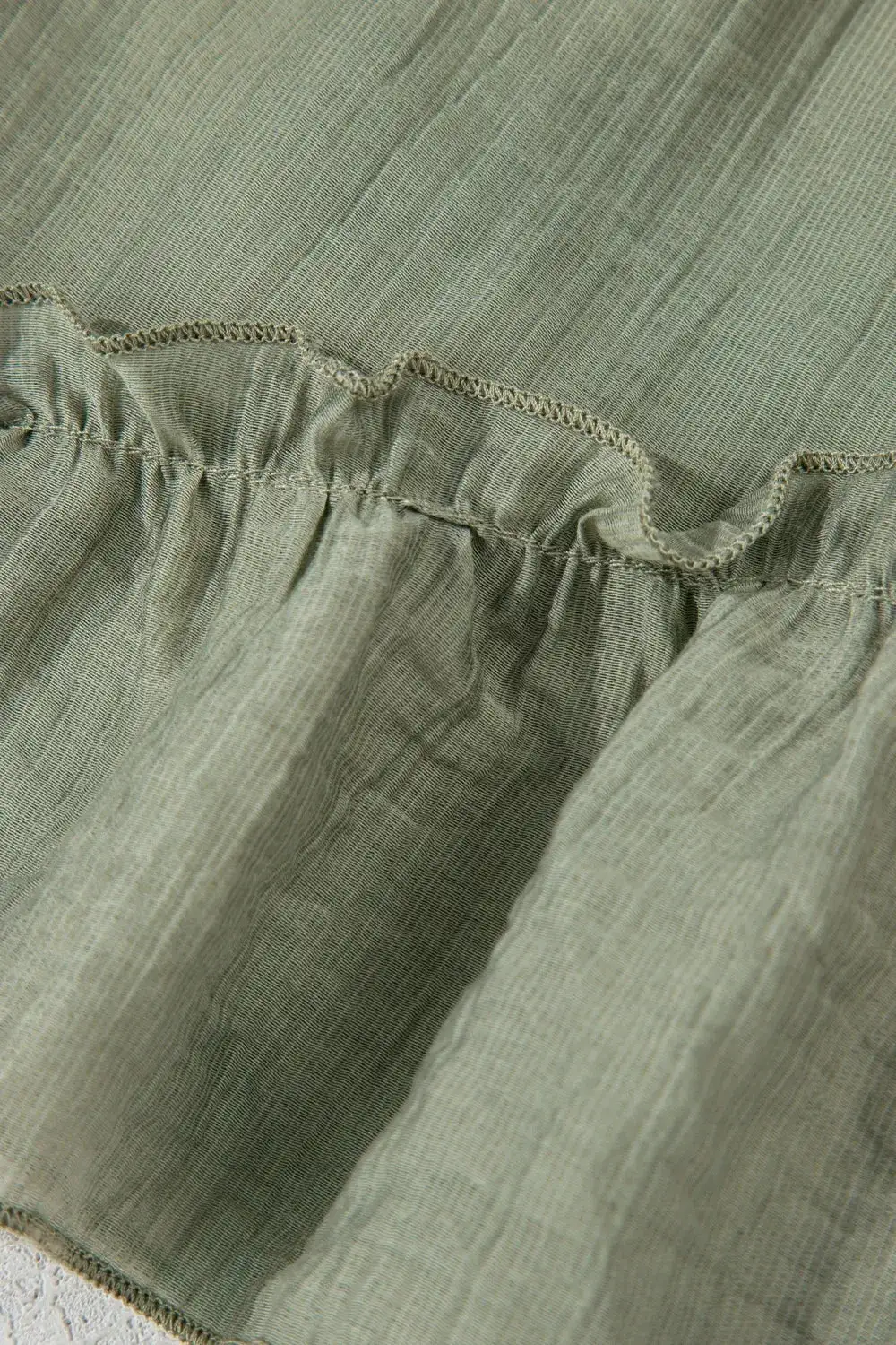 Textured Tie Waist Ruffle Hem Shorts