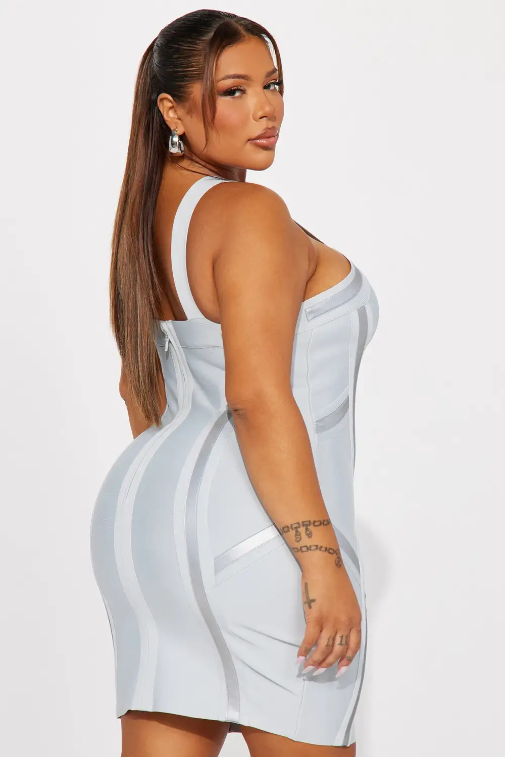 Gemini Reflective Mini Dress - Grey