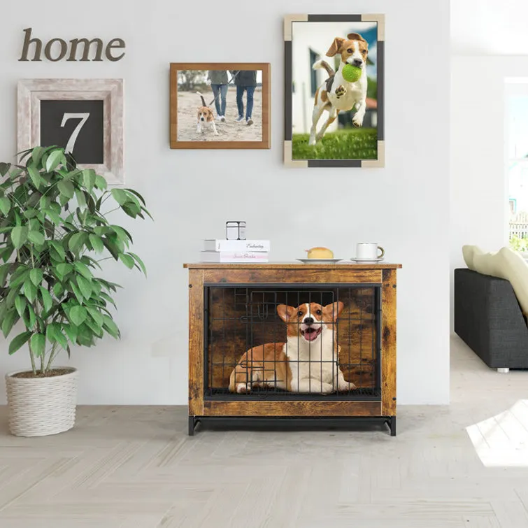 Pirecart Dog Crate Furniture, Side End Table, Modern Kennel, Wooden Heavy-Duty Dog