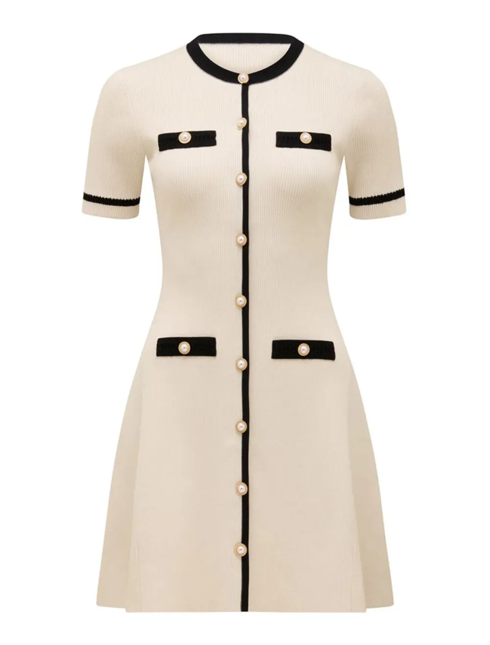 Contrast Knit Mini Dress