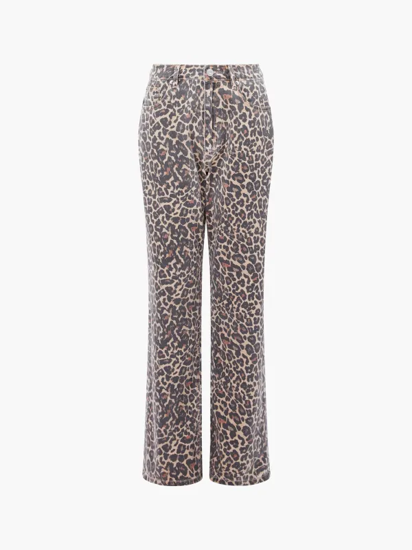 Creative Leopard Print Straight Trousers