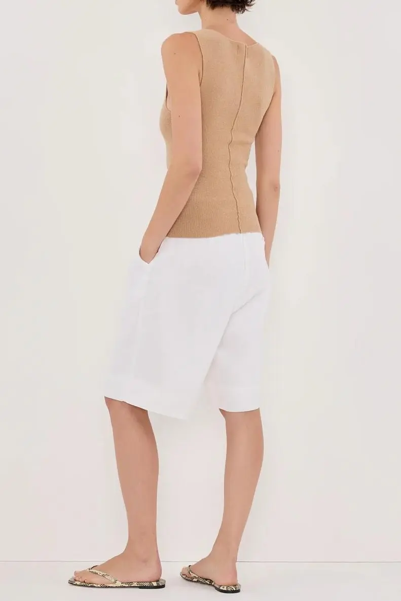 TAN BOAT NECK TOP