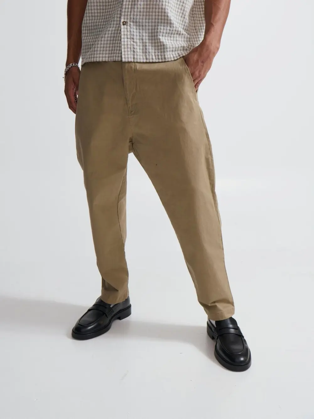 Simple And Soft Daily Slim Cotton Light Khaki Pant