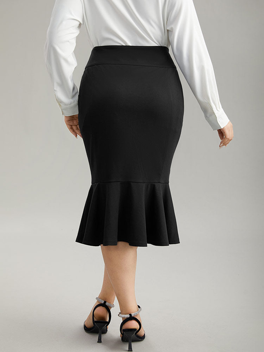 Black fishtail skirt half skirt