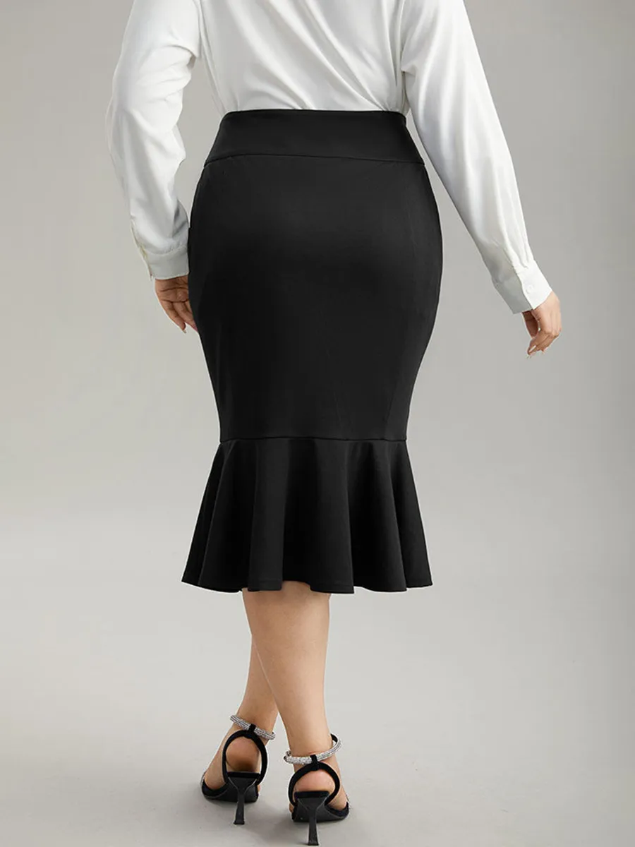 Black Fishtail Skirt Half Skirt