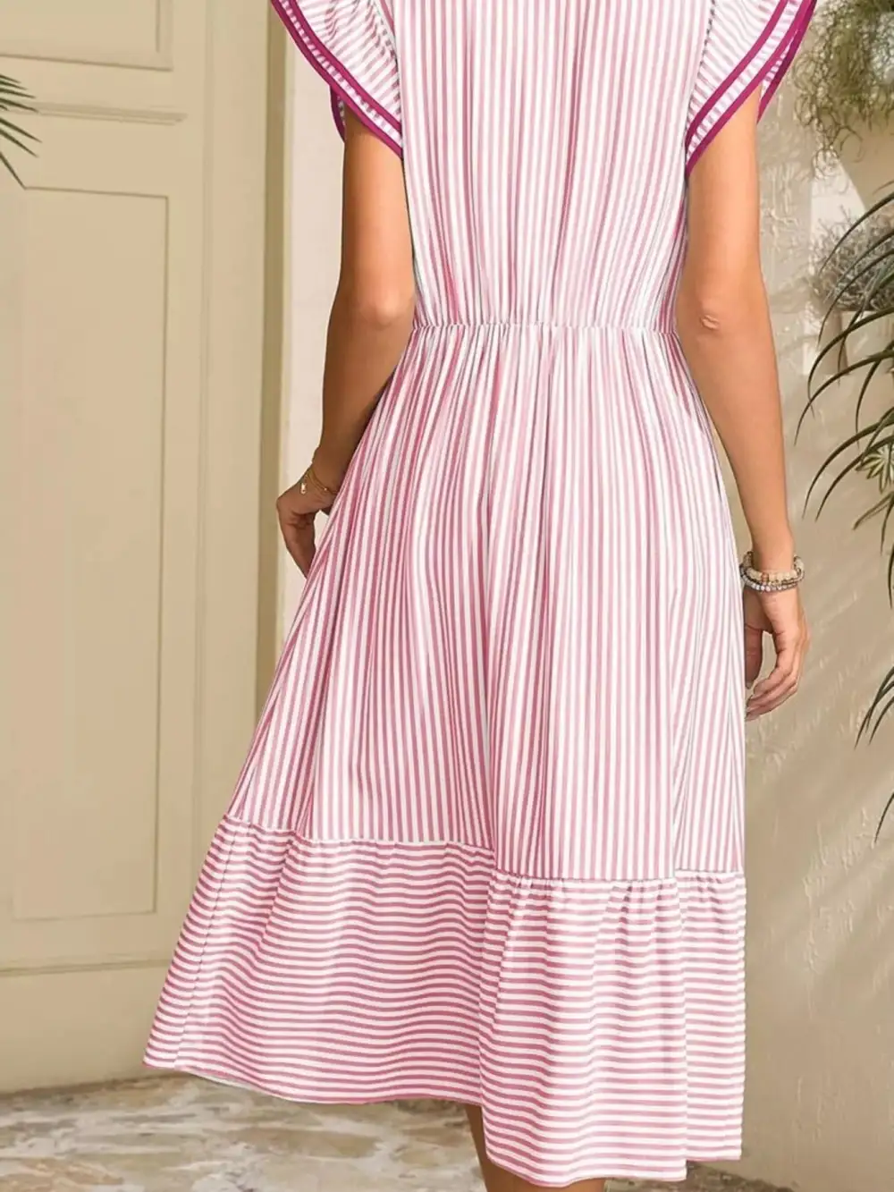 Striped Ruffle Dress Casual