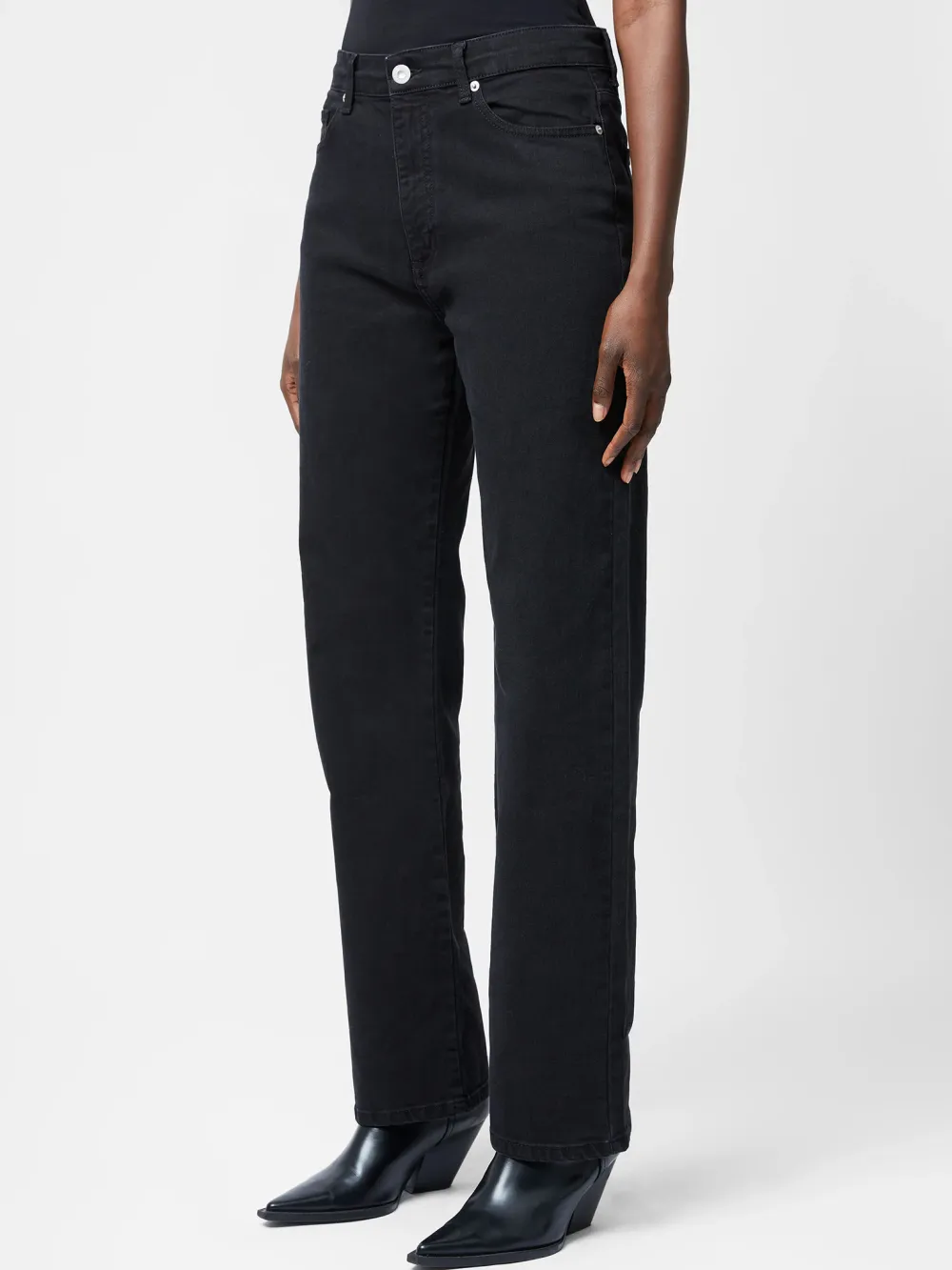 Straight Slim Solid Color Denim Trousers