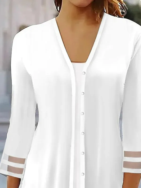 Loose Wrap Plain Casual Shirt