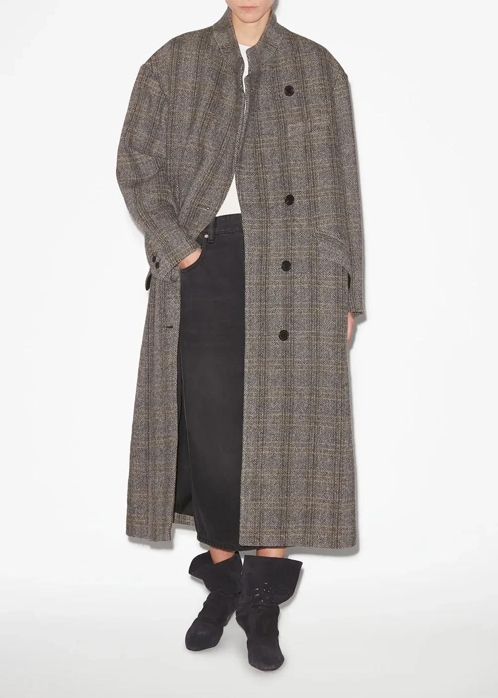 Checkered Print Long Coat
