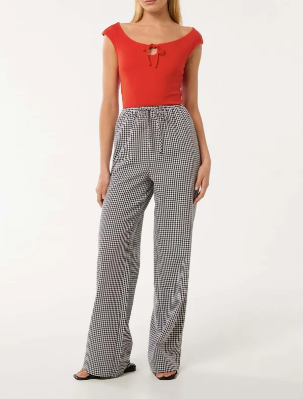 Gingham Wide Leg Pant