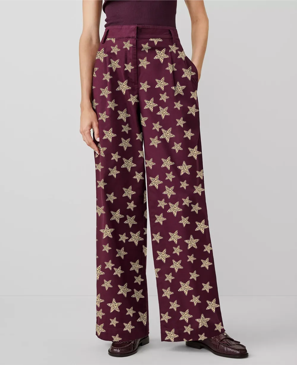 Topstitched Wide-Leg Pant