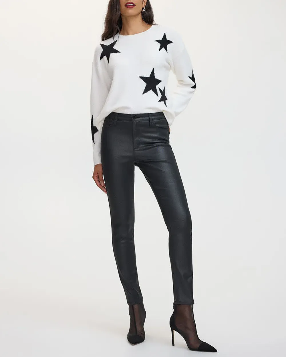 Skinny-Leg High-Rise Coated Pants