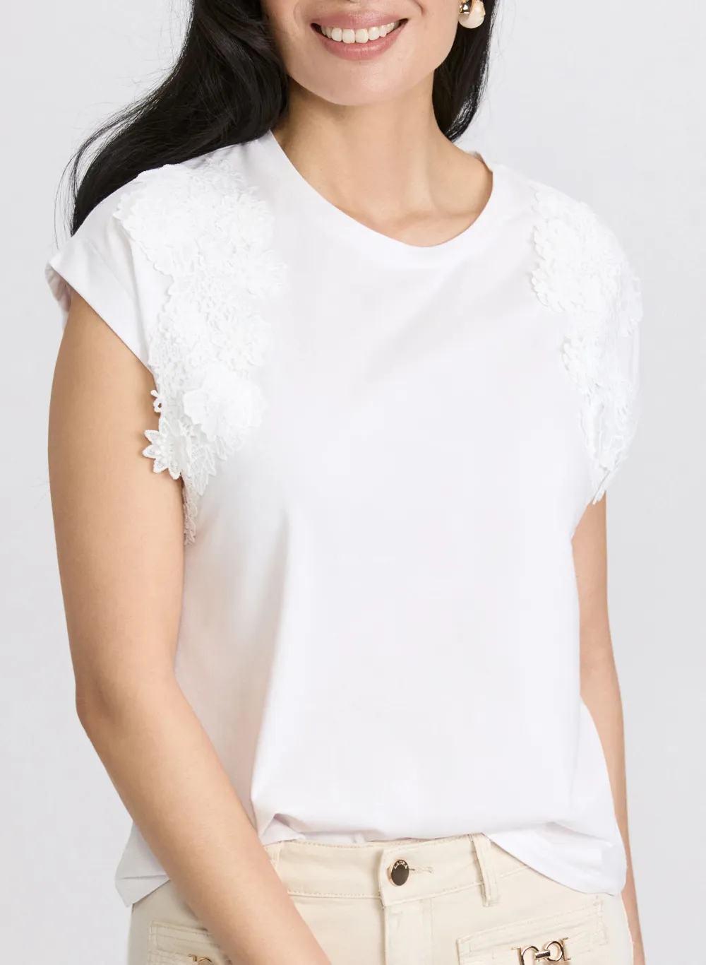Lace-Trimmed T-Shirt