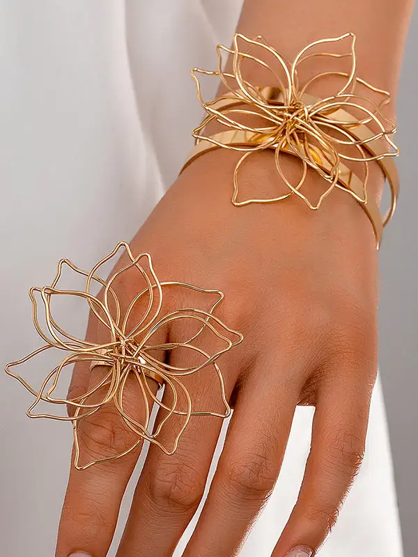 Floral Bracelet And Bracelet And Ring Set