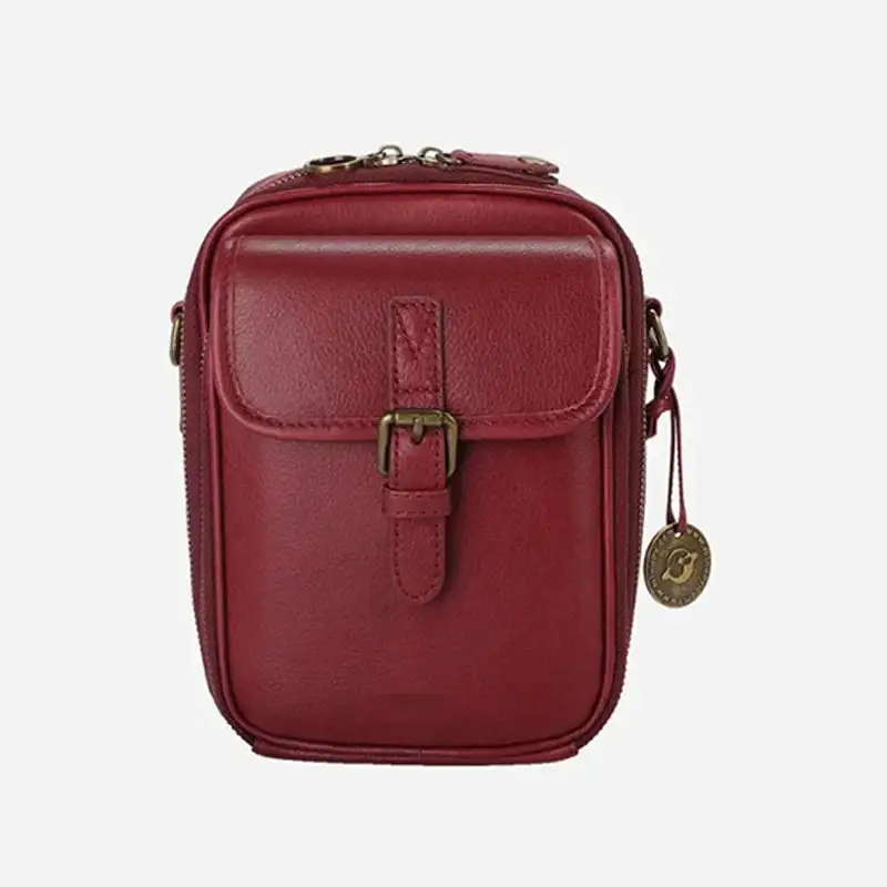 Vintage Tan Leather Crossbody Phone Bag