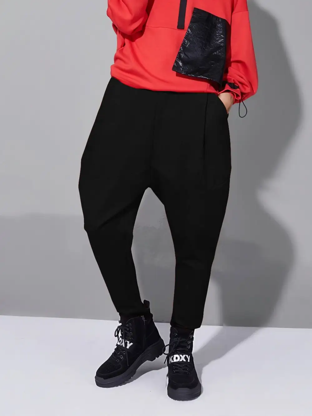 Loose Fit Harem Pants with Pockets