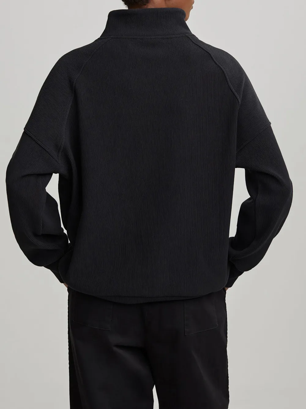 Modern Half-Zip Stand-Collar Waffle Sweatshirt