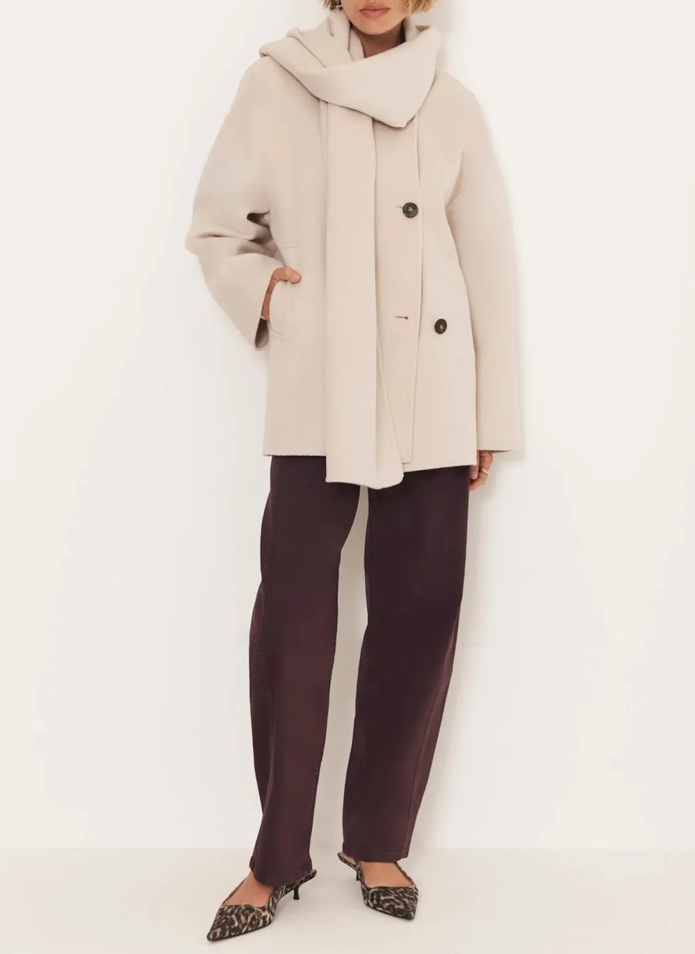 Casual Style Finished Scarf Coat
