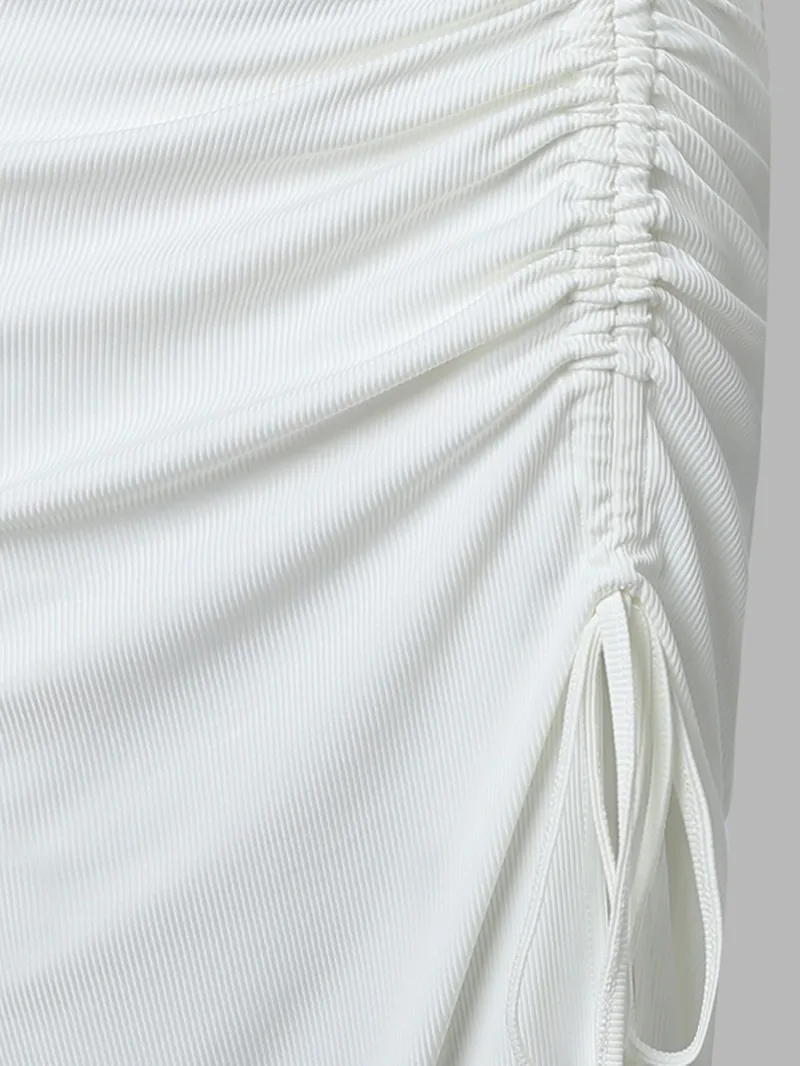 Casual Solid Color Sleeveless Drawstring Dress