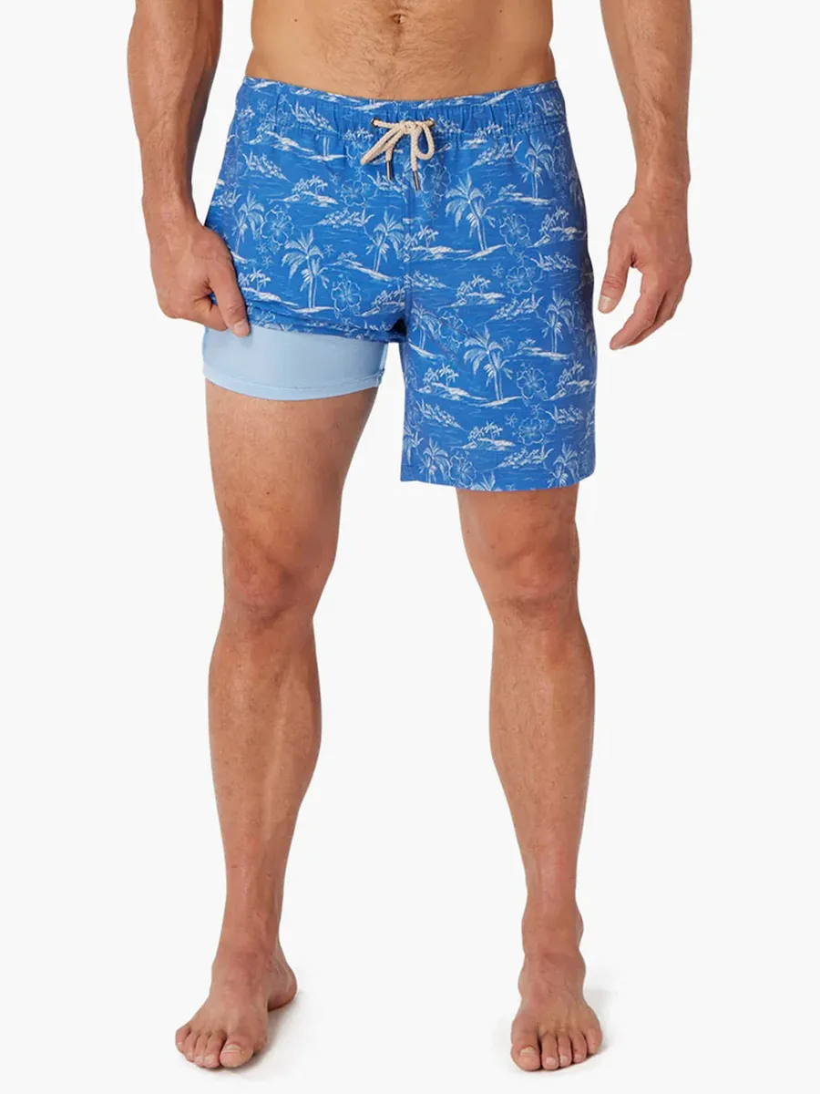 Men's Blue Island Hopper Bayberry Trunk Beach Shorts