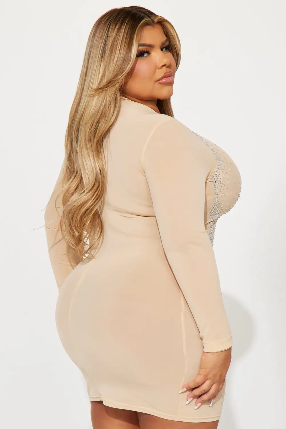 Aaliyah Embellished Mini Dress - Mocha