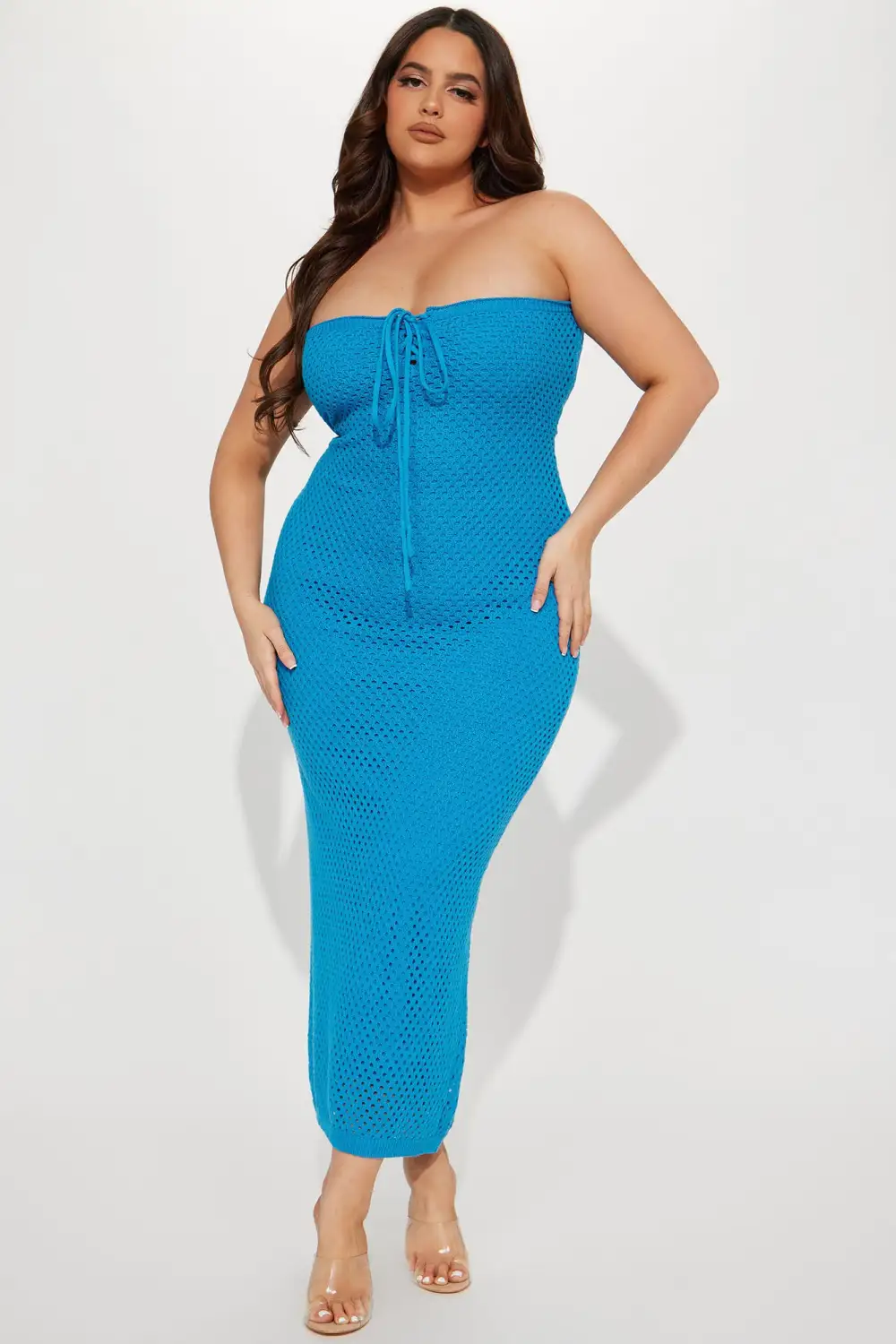 Paradise Crochet Maxi Dress - Blue
