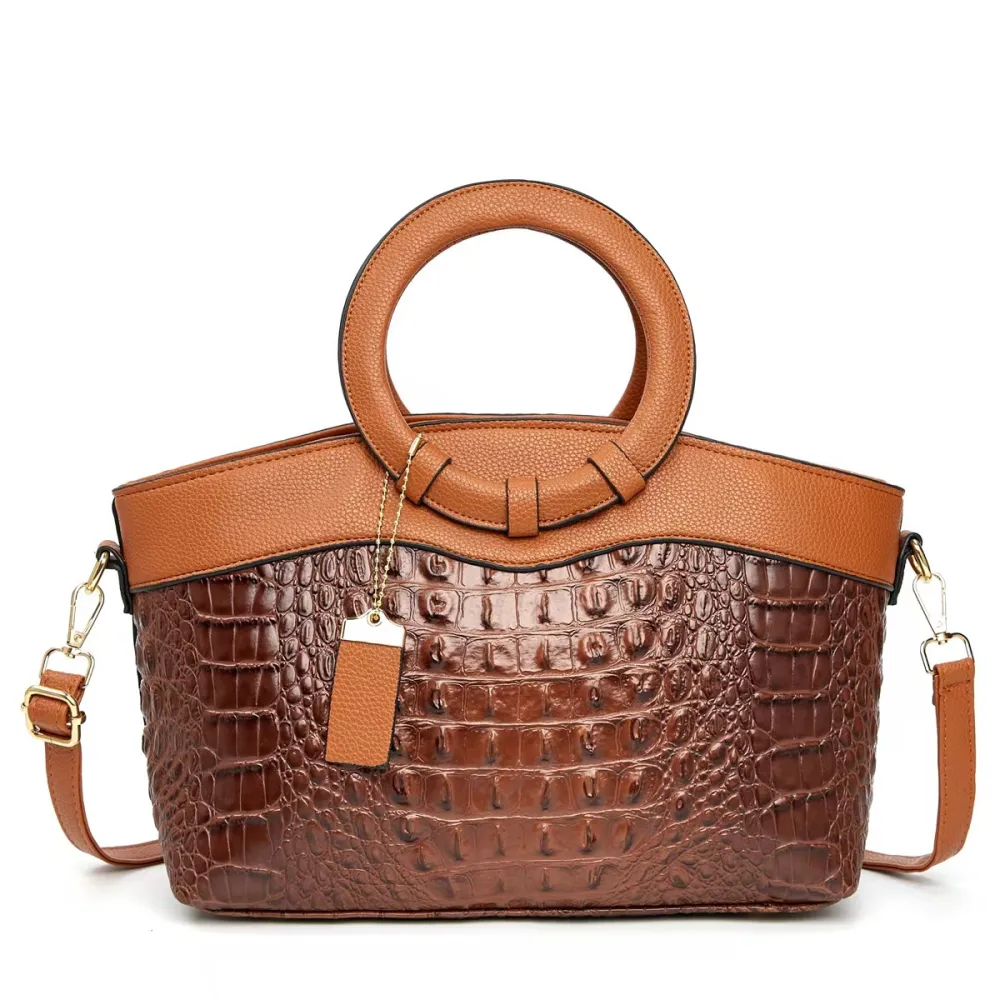 European & American Fashion Crocodile Pattern Tote Bag Large Capacity Elegant Versatile Shoulder Crossbody Bag for Women