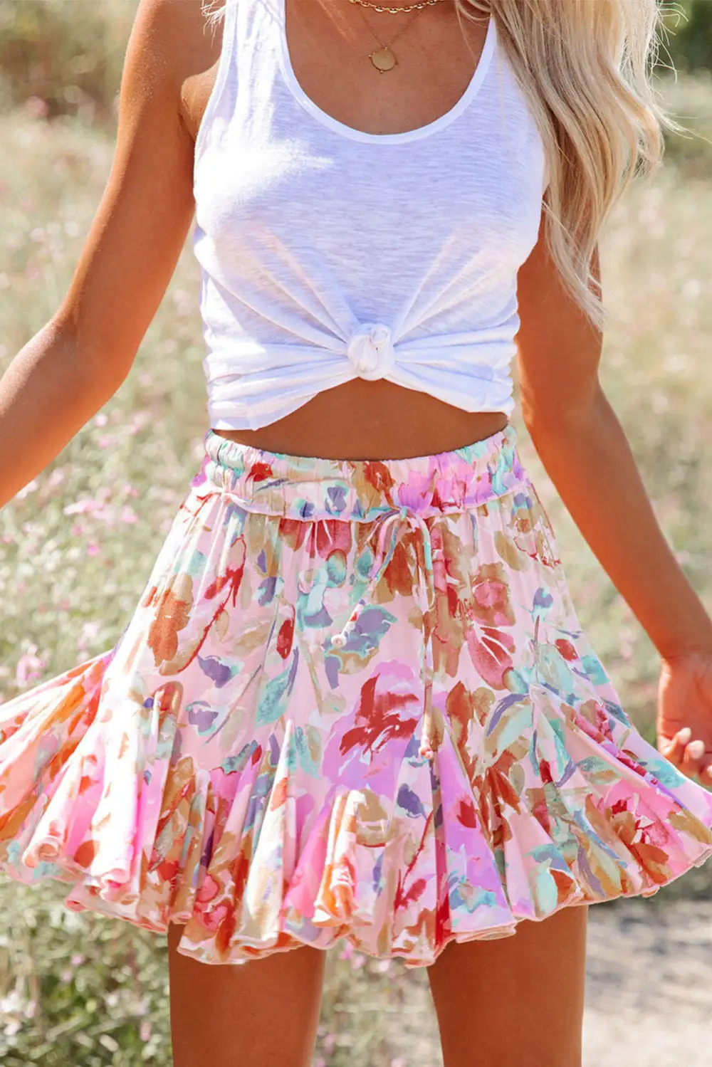 Relaxed Mini Floral Print Skirt