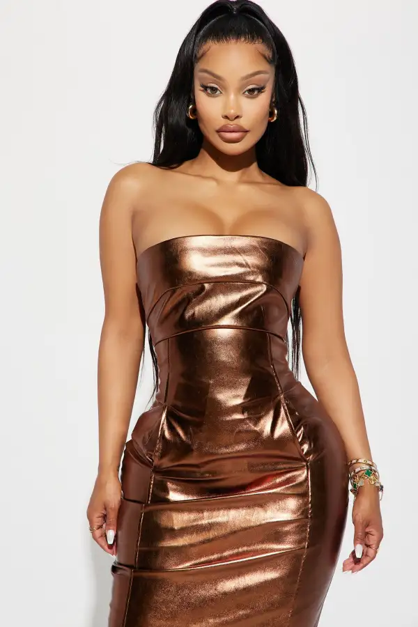 Mercury Metallic Maxi Dress - Bronze
