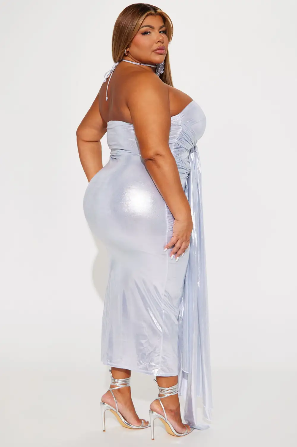 Feelin Knotty Draped Maxi Dress - Silver