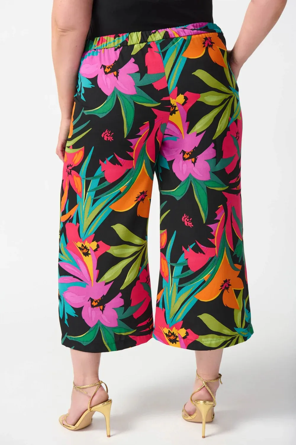 Gauze Tropical Print Culotte Pants