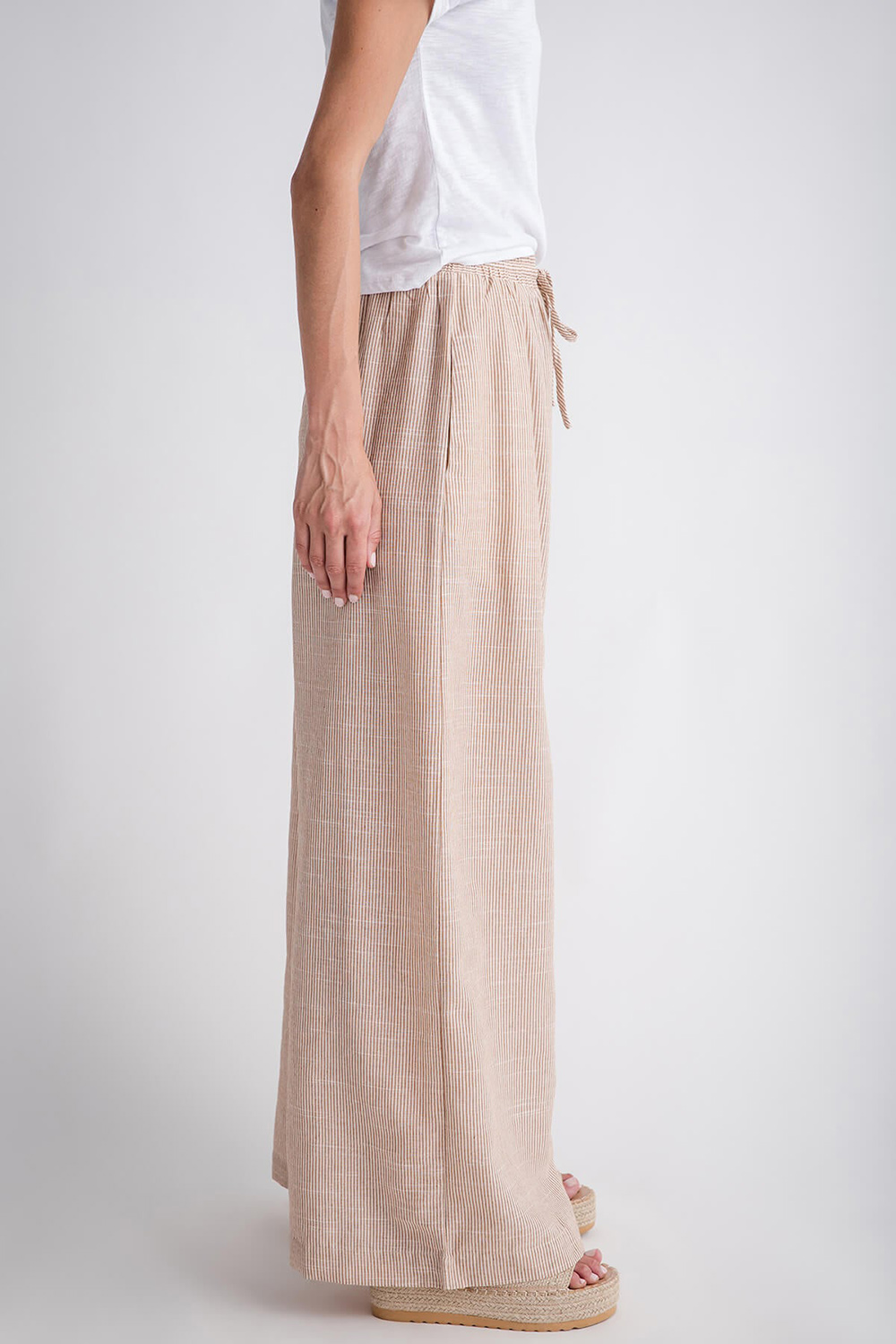 Mustard Seed Wide Leg Striped Pants - camel