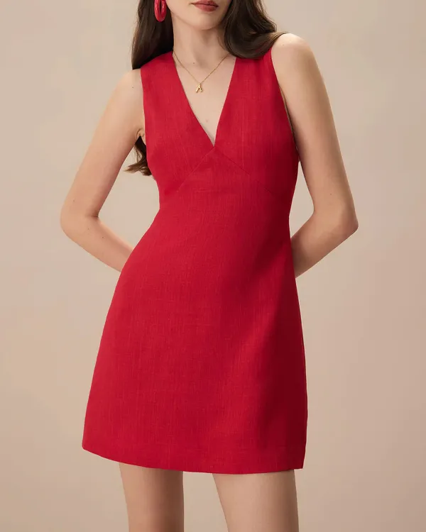 V-Neckline Regular Dress