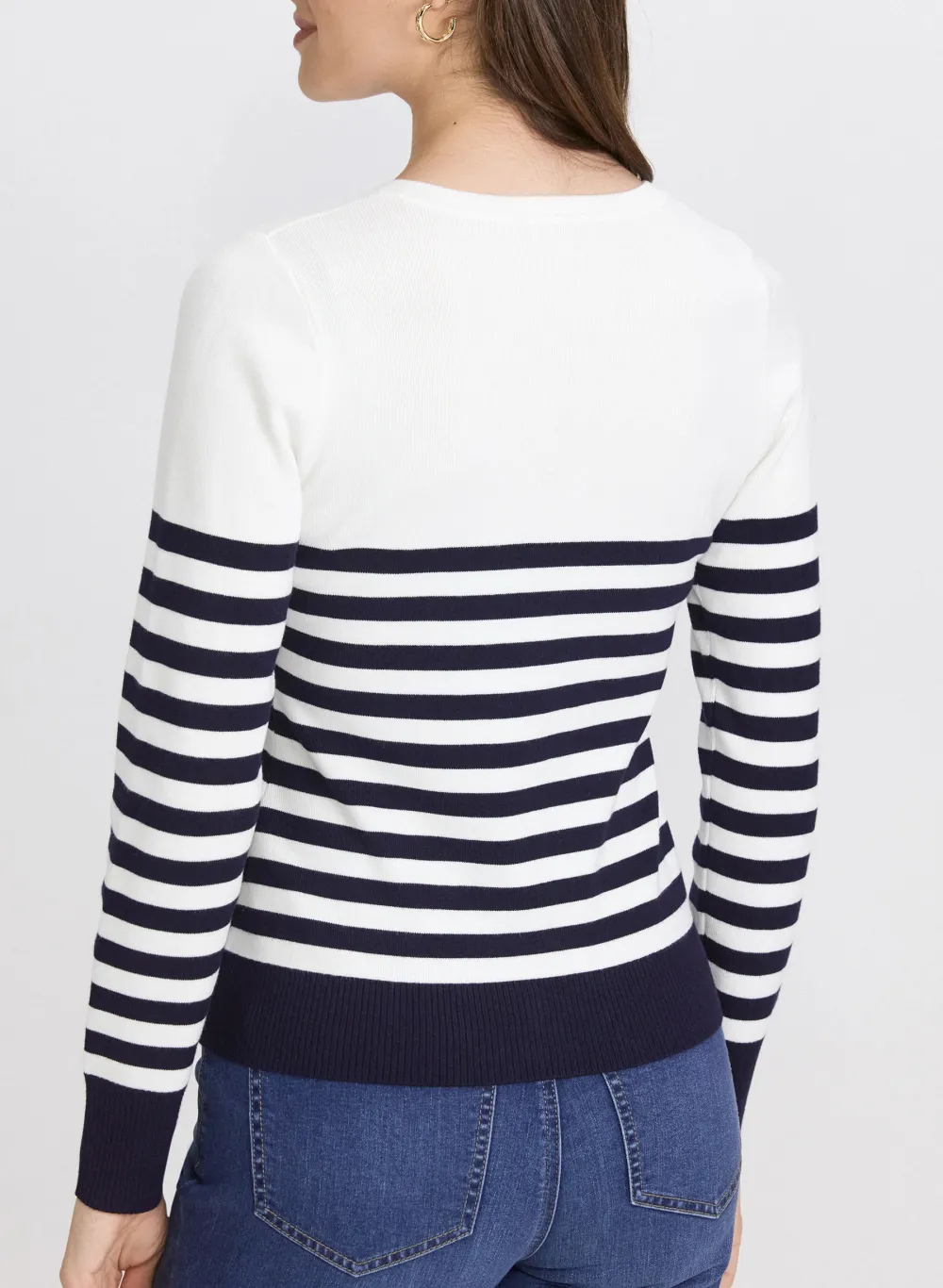 Striped Button-Knit Cardigan