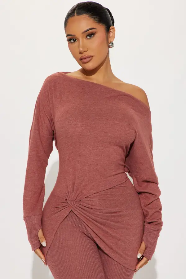 Tara Twist Front Pant  Set - Mauve