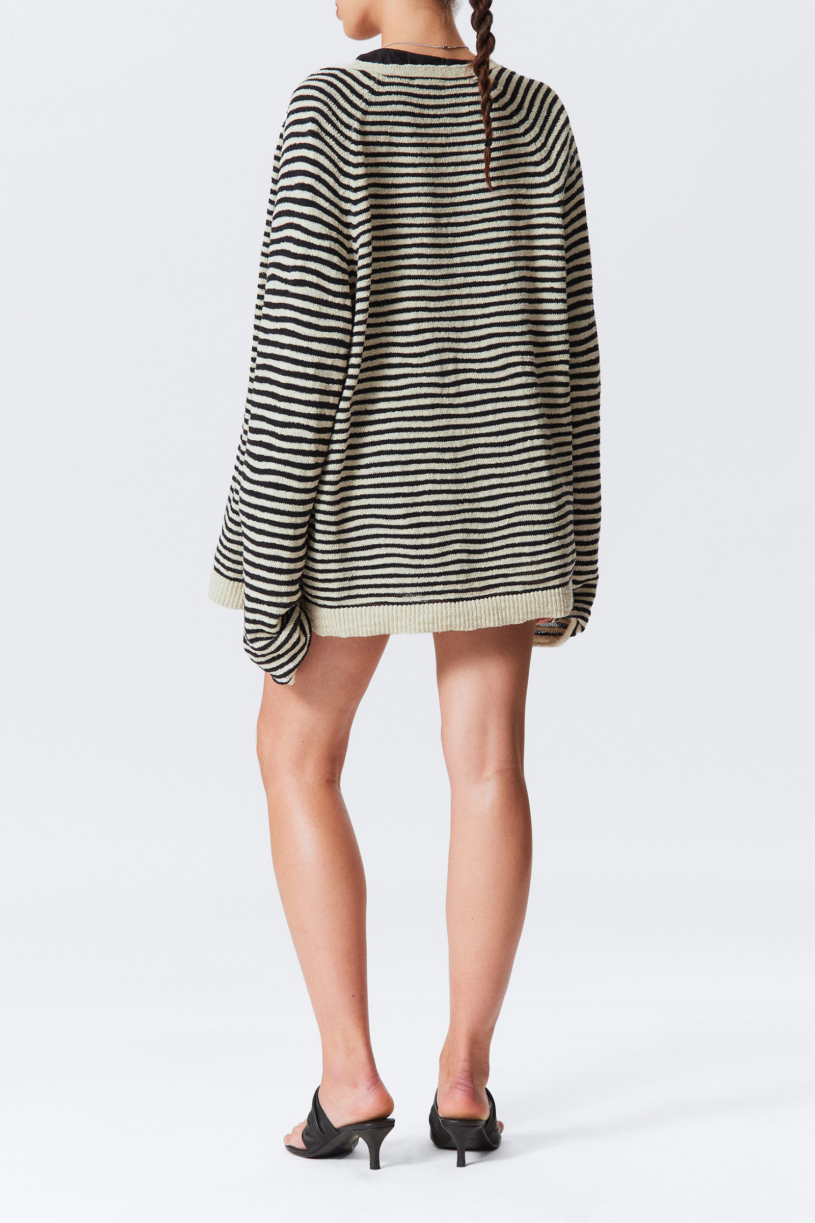 Striped V-Neck Drop Shoulder Cardigan