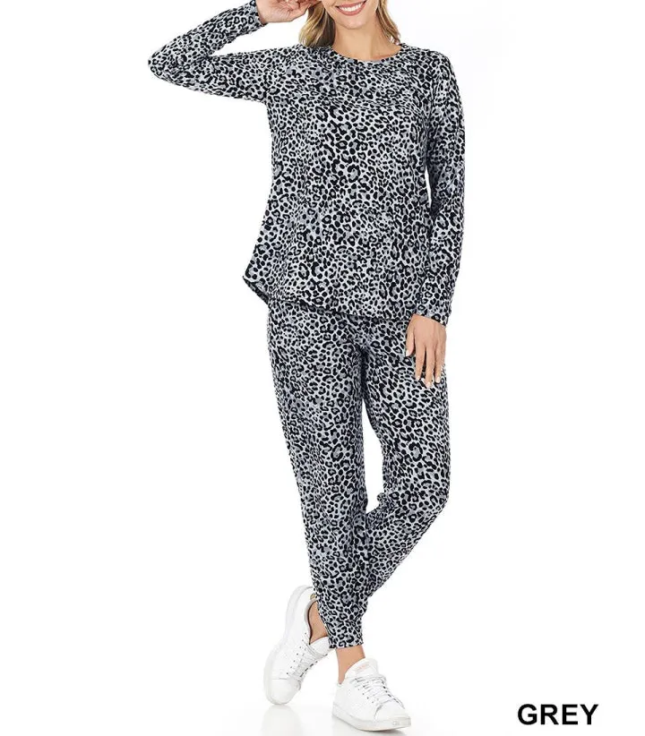 Buttery Soft Leopard Print Top and Jogger Set
