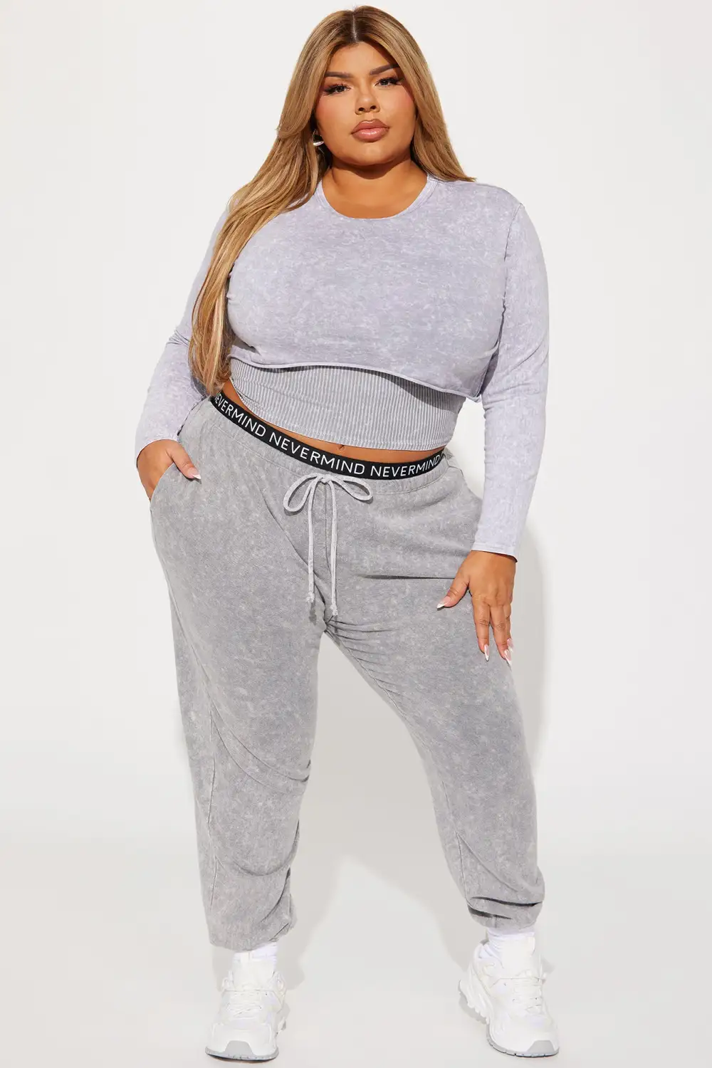 First Sight Mineral Wash Jogger Set - Grey