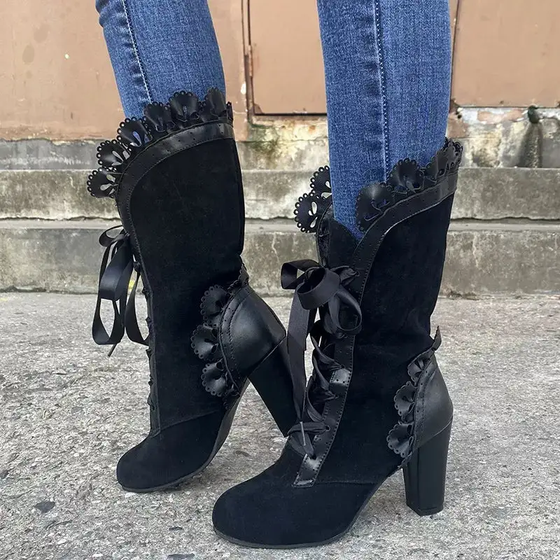 Modern Lace-Up Block Heel Boots