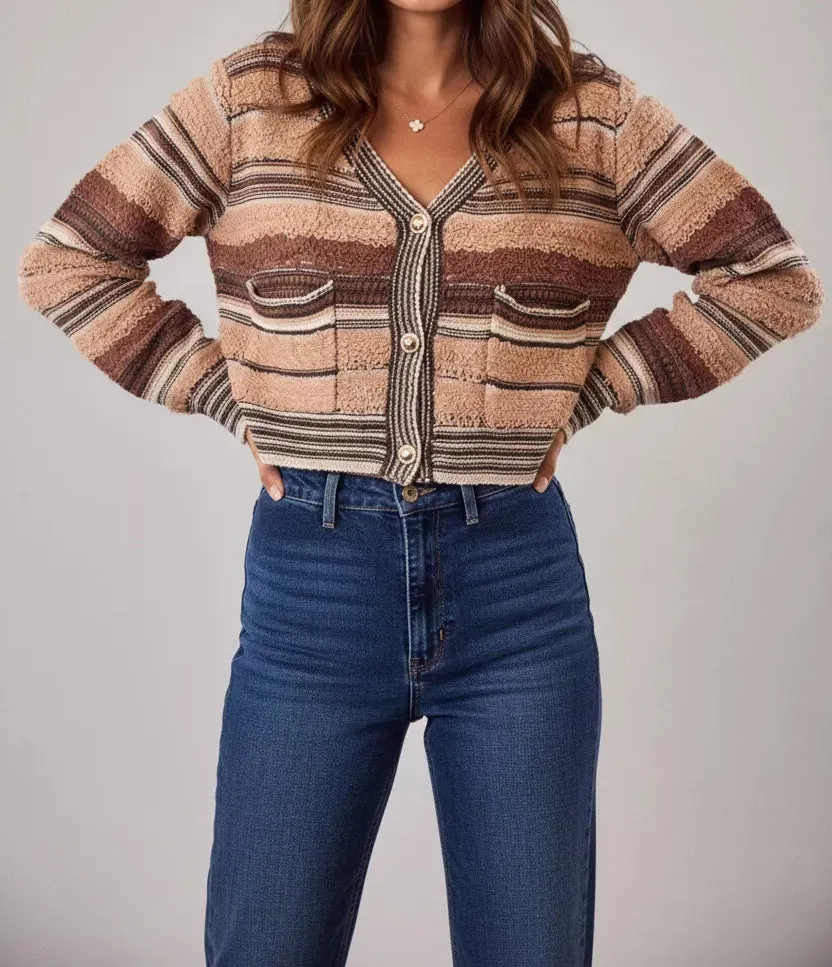 Textured Variegated Cardigan