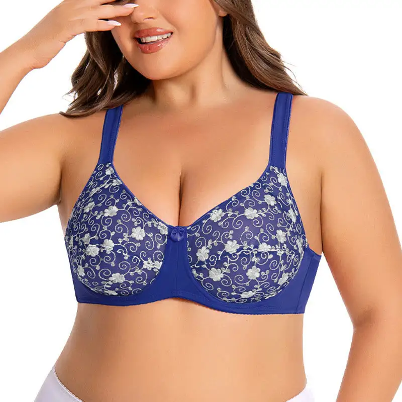 Flower Embroidery Full Coverage Bra
