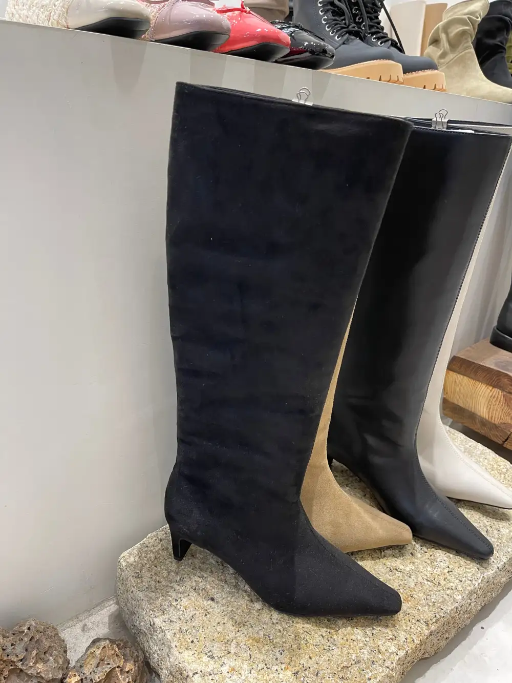Textured Suede Knee High Boots