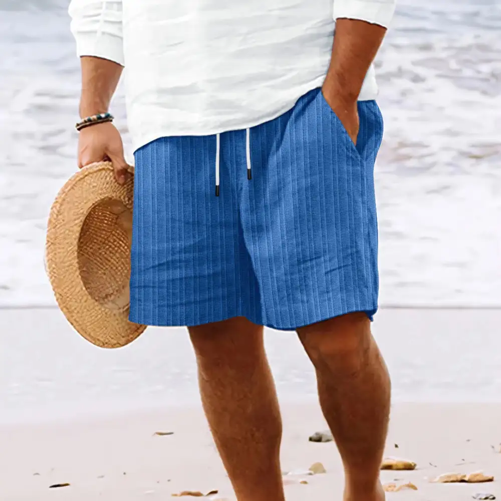 Drawstring Cotton Blend Casual Shorts