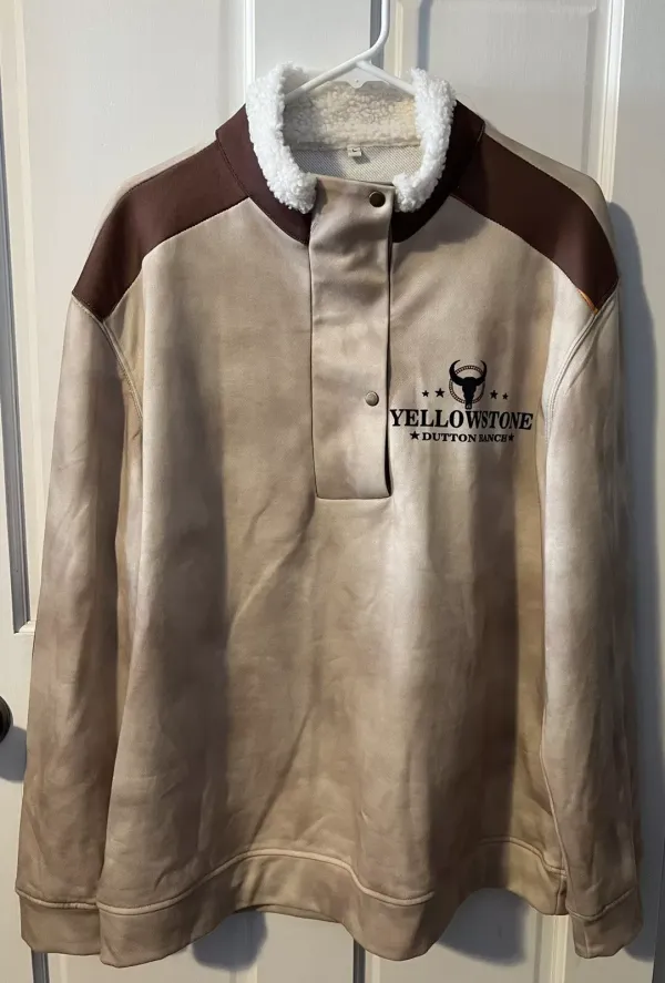 Zip Snap Pullover Tan Brown