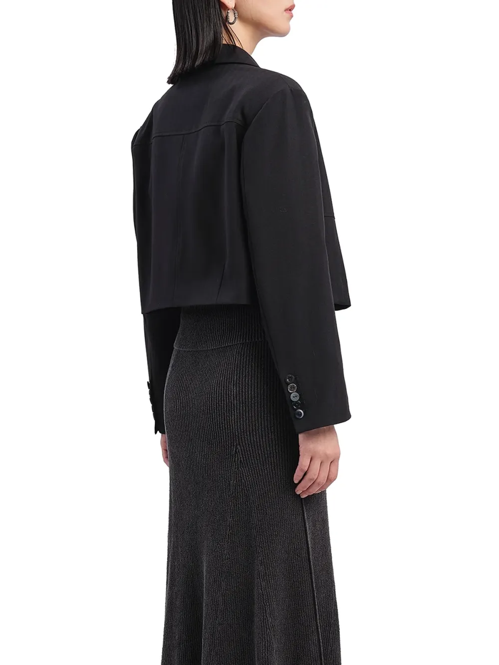 Cropped Double - Breasted Blazer Jacket
