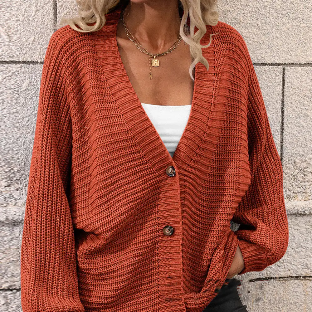 Women's Knit V-Neck Button Cardigan Sweater in 6 Colors S-XL